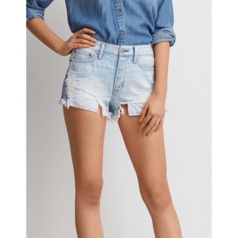 American Eagle Hi Rise Festival Distressed Shorts
